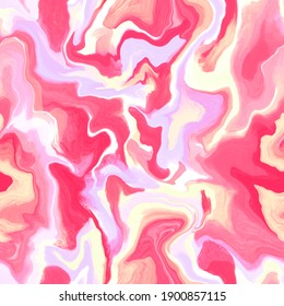Abstract seamless pattern. Hand drawn acrylic illustration. Texture for print, fabric, textile, wallpaper. Colorful background in pink, yellow colors.