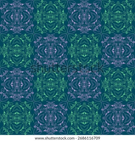 Abstract seamless pattern with handdrawn twisted lines, unusual background with tracery of multiple repeating elements, bitmap, jpg
