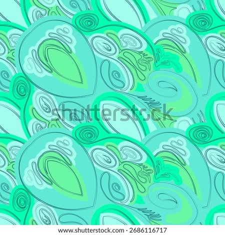 Abstract seamless pattern with handdrawn twisted lines, unusual background with tracery of multiple repeating elements, bitmap, jpg
