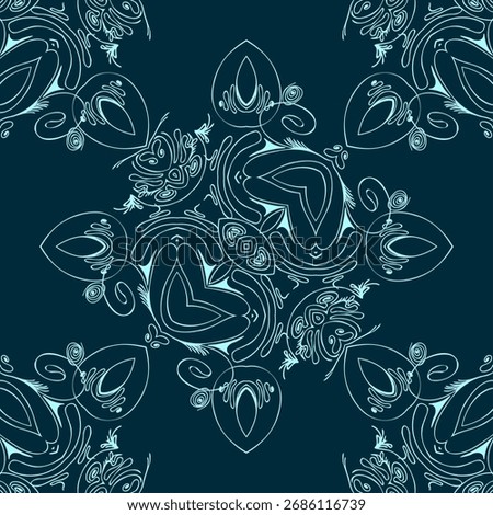 Abstract seamless pattern with handdrawn twisted lines, unusual background with tracery of multiple repeating elements, bitmap, jpg