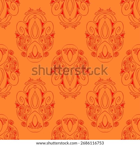 Abstract seamless pattern with handdrawn twisted lines, unusual background with tracery of multiple repeating elements, bitmap, jpg