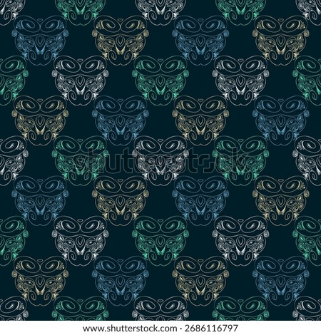 Abstract seamless pattern with handdrawn twisted lines, unusual background with tracery of multiple repeating elements, bitmap, jpg
