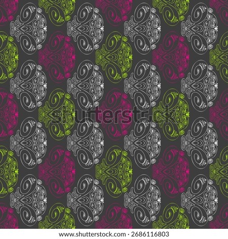 Abstract seamless pattern with handdrawn twisted lines, unusual background with tracery of multiple repeating elements, bitmap, jpg