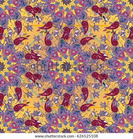 Abstract seamless pattern with handmade doodle. Background from mandala can be used for wallpaper, pattern fills, web page background, surface textures.