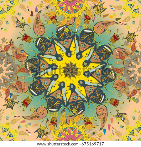 Abstract seamless pattern with handmade doodle. Background from mandala can be used for wallpaper, pattern fills, web page background, surface textures.