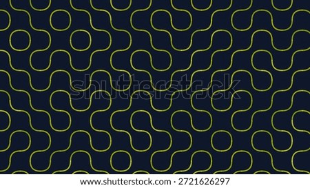 Abstract Seamless Pattern with Interlocking Rounded Shapes and Golden Lines