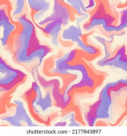 Abstract seamless pattern. Marble swirl futuristic acrylic illustration with distortion. Colorful background. Vibrant texture for modern design, print, fabric, textile, wallpaper.