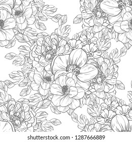 Decorative Flowers Birds Butterflies Coloring Book Stock Vector ...