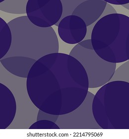 Abstract Seamless Pattern Of Random Arranged Overlapping Transparent Blue,purple Shades Circles.Round Shapes Of Halftone Point Endless Wallpaper Ornament.Layering Effect.For Apparel,wrapping Paper