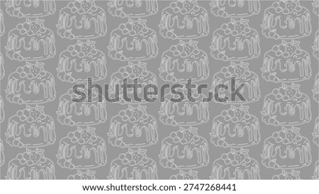 Abstract seamless pattern of stylized cakes in a repeating geometric arrangement