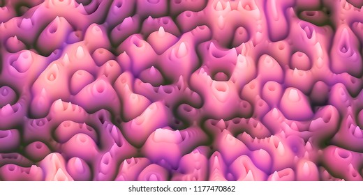 Abstract seamless texture of smooth waxy spikes like melted wax or coral or organic surface like skin or pores. Silicone hills with caves and craters. Horizontal pattern as hero-header or background - Shutterstock ID 1177470862