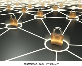 Abstract Secure Network Concept On Dark Background