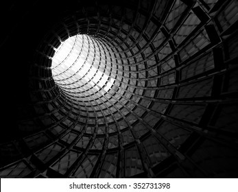 Abstract shining black digital tunnel background. 3d illustration