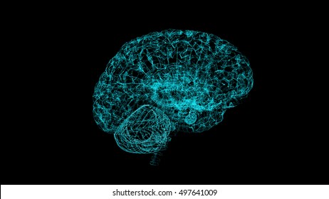 Abstract Shining Line And Dots With Brain Structure.3D Rendering.