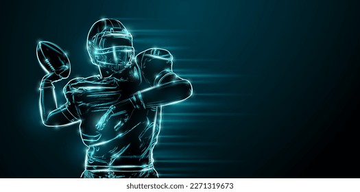 Abstract silhouette of a american football player man in action isolated black background. - Powered by Shutterstock