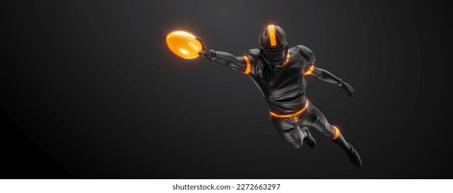 Abstract silhouette of a american football player man in action isolated black background. - Powered by Shutterstock