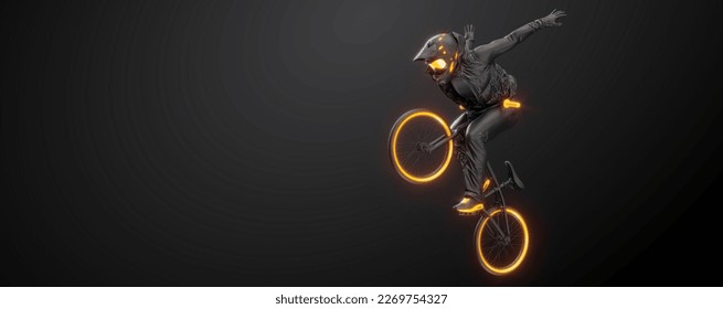 Abstract silhouette of a bmx rider, man is doing a trick, isolated on black background. Cycling sport transport. - Powered by Shutterstock