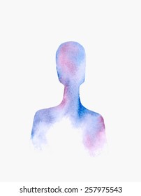 Abstract Silhouette. Colorful Silhouettes Of People. Watercolor Background With Silhouette Of Men. Stylish Silhouette. 