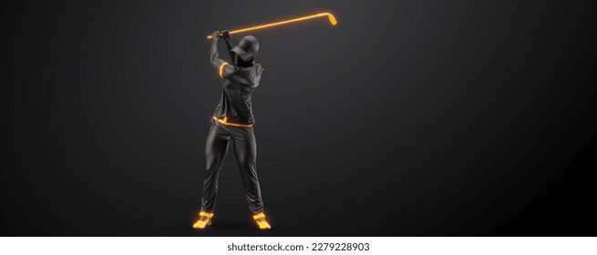 Abstract silhouette of a golf player on black background. Golfer man hits the ball. illustration - Powered by Shutterstock