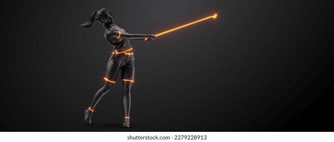 Abstract silhouette of a golf player on black background. Golfer woman hits the ball. illustration - Powered by Shutterstock