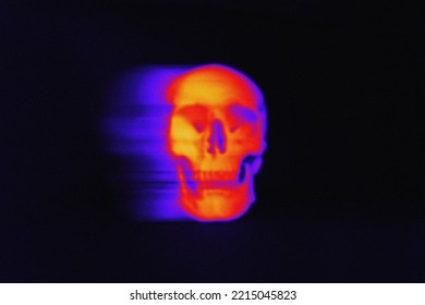 abstract skull gradient and thermal heatmap effect   grain texture  futuristic background
