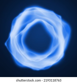 Abstract Smoke Blue Light Round Circle Hologram Lightning Portal