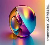 Abstract smooth beautiful futuristic colorful creative glass object on gradient background