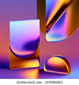 Abstract smooth beautiful futuristic colorful creative glass object gradient background