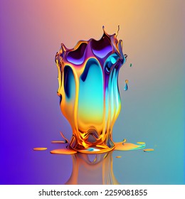 Abstract smooth beautiful futuristic colorful creative glass object gradient background