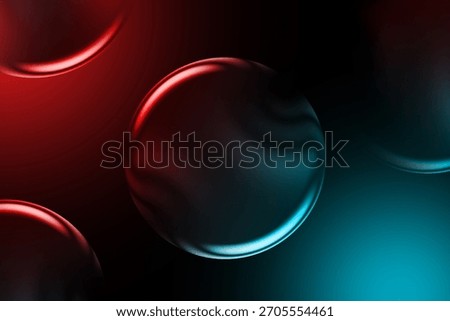 Abstract smooth sphere orb elements digital surface red cyan illumination deep background