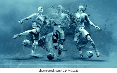 Abstract Soccer Players;  3d Illustration