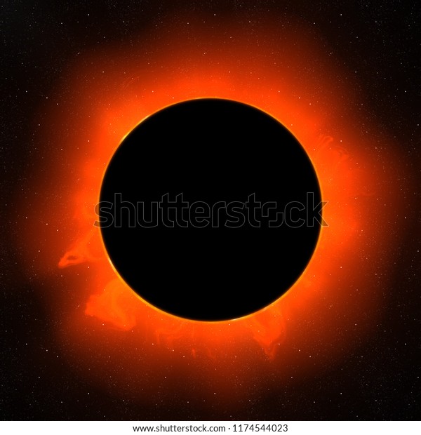 Abstract solar eclipse background with 3d\
rendered\
flares.
