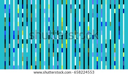 Abstract of solid stripes of strong cyan alternating with narrow vertical stripes of two or more colors, like a traffic pattern or matrix of digital code, for decoration and background