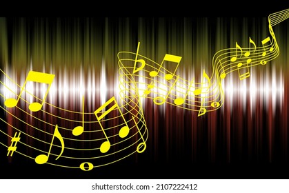 Abstract sound background with notes and sound wave