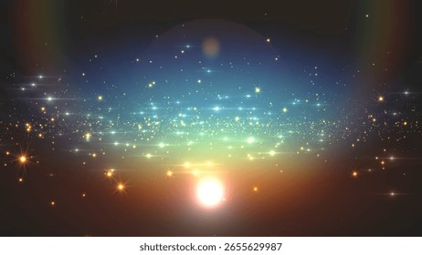 Abstract space background made of glowing particles
