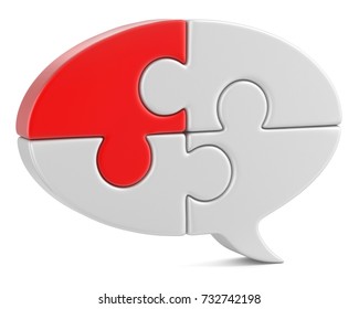 Abstract speech bubble made of puzzle pieces, 3d illustration