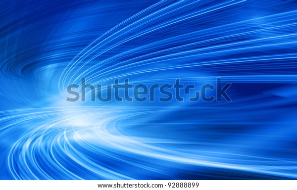 Abstract speed motion in blue highway road\
tunnel, fast moving toward the light, colorful technology\
background. Computer generated\
illustration.