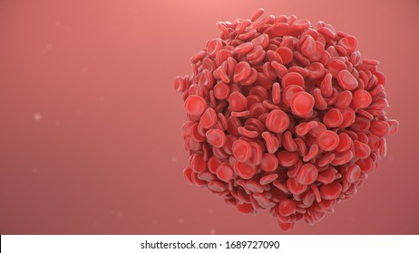 Abstract Sphere From A Blood Clot Cells Background. Scientific And Medical Microbiological Concept. Enrichment With Oxygen And Important Nutrients. Transfer Of Important Elements. 3d Illustration