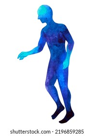 Abstract Spiritual Mind Human Body Spirit Soul Walking Position Activities Art Watercolor Painting Design Illustration Blue Color