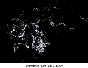 Abstract splashes of water on black background, 3D Illustration. - Shutterstock ID 2151145299