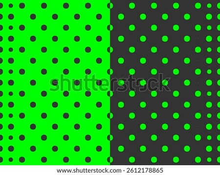 An abstract of a split background design. One side shows dark-green dots on a bright-green background, and the other shows bright-green dots on a dark-green background.