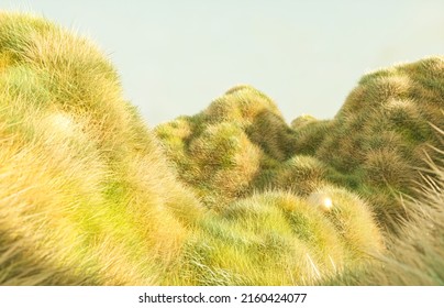 Abstract Spring Summer mountain landscape scene background  3d rendering 