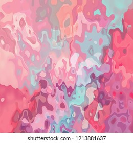 Abstract Stained Pattern Texture Square Background Cute Pastel Pink, Baby Blue, Purple And Violet Color - Modern Painting Art - Watercolor Splotch Effect