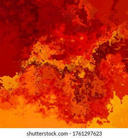 Abstract Stained Pattern Texture Square Background Hot Fire Red Orange Yellow Color - Modern Painting Art - Watercolor Splotch Effect
