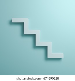 Abstract stairs steps concept light green pastel color wall background and shadow  3D rendering 
