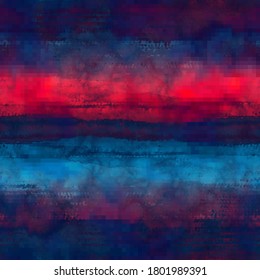 Abstract Striped Graphic Motif In Watercolor Dye. Seamless Pattern.