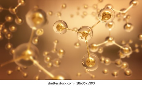 Abstract Structure Background Gold Molecule Or Atom,3d rendering
