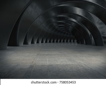 Abstract structure,Product showcase background,Long tunnel.3D rendering