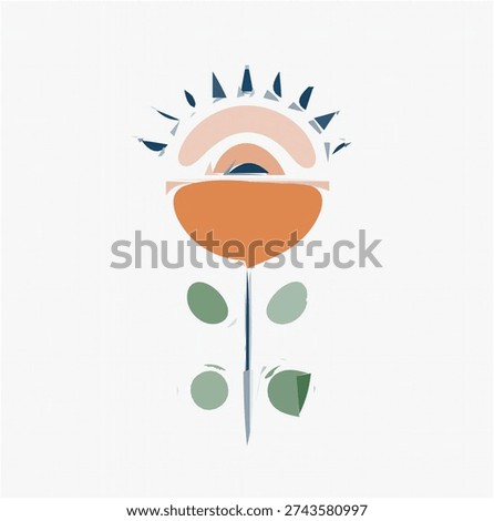 Abstract Stylized Flower with Geometric Elements