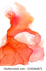 Abstract Stylized Image Of A Dancing Girl. Hot Expressive Movements Of An Exotic Dancer. Vivid Emotions In A Warm Peach Human Silhouette. A Festive Atmosphere In A Fluttering Skirt And Lush Curly Hair